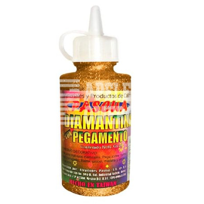 PEGAMENTO CON DIAMANTINA 60 ML. ORO
